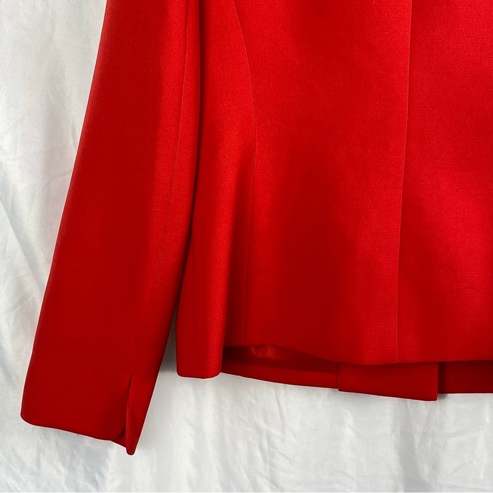 Kasper Size 8 Red Suit Blazer Jacket Open Front Separate Coat Women - Picture 12 of 16